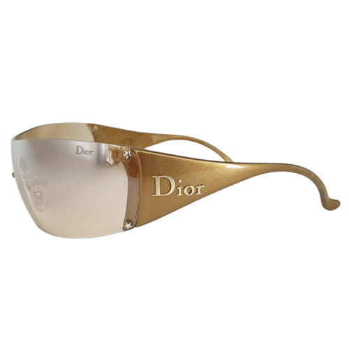 Vintage Dior Rimless Ski Wraparound Sunglasses in Gold | NITRYL