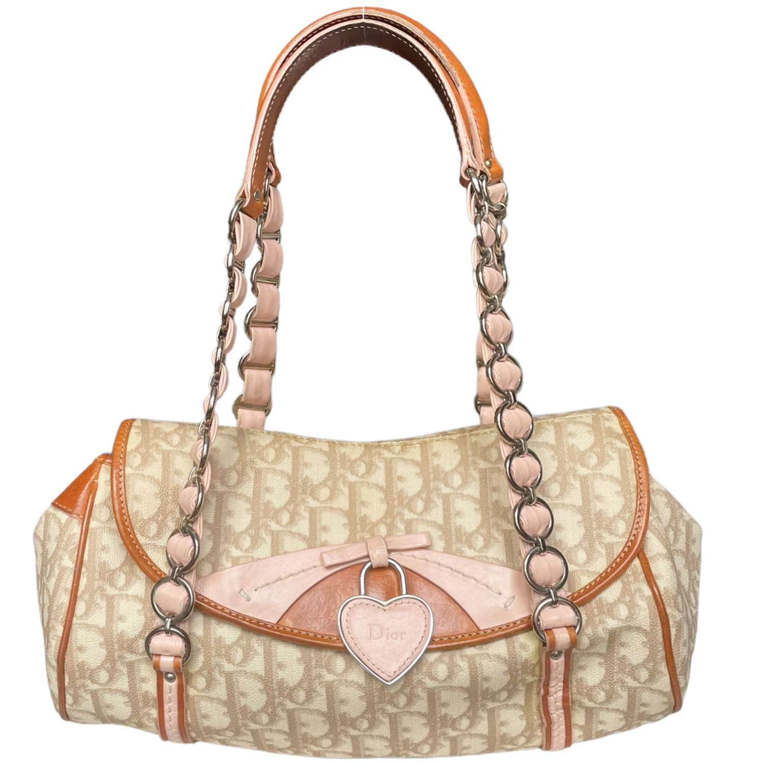 Dior Monogram Heart Romantique Shoulder Bag in Cream Baby Pink