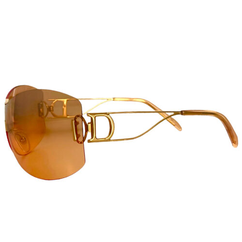 Vintage Dior Rimless Shield Sunglasses in Orange Ombre / Gold | NITRYL