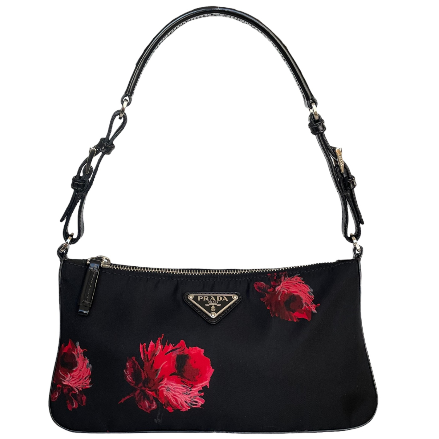 Prada Nylon Flower Shoulder Bag in Black / Red – Nitryl