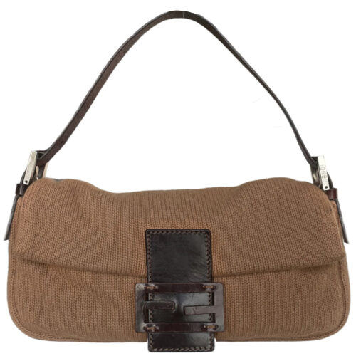 Vintage Fendi Knitted Shoulder Baguette Bag in Brown | NITRYL
