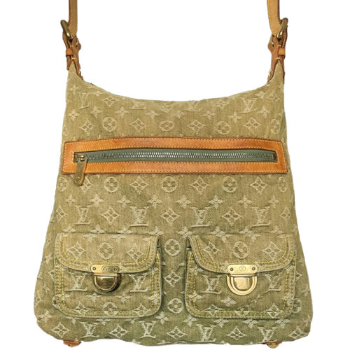 Vintage Louis Vuitton Denim Baggy Crossbody Bag in Khaki Green | NITRYL