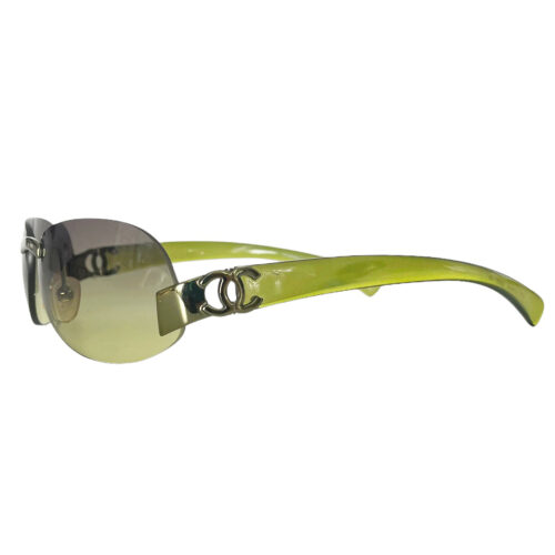 Vintage Chanel Rimless Logo Sunglasses in Ombre Green | NITRYL