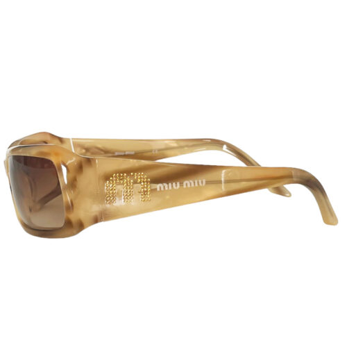 Vintage Miu Miu Diamante Chunky Sunglasses in Beige | NITRYL