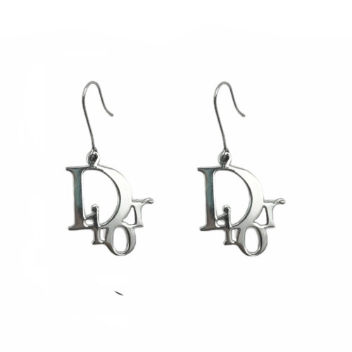 Vintage Dior Logo Monogram Earrings in Silver | NITRYL