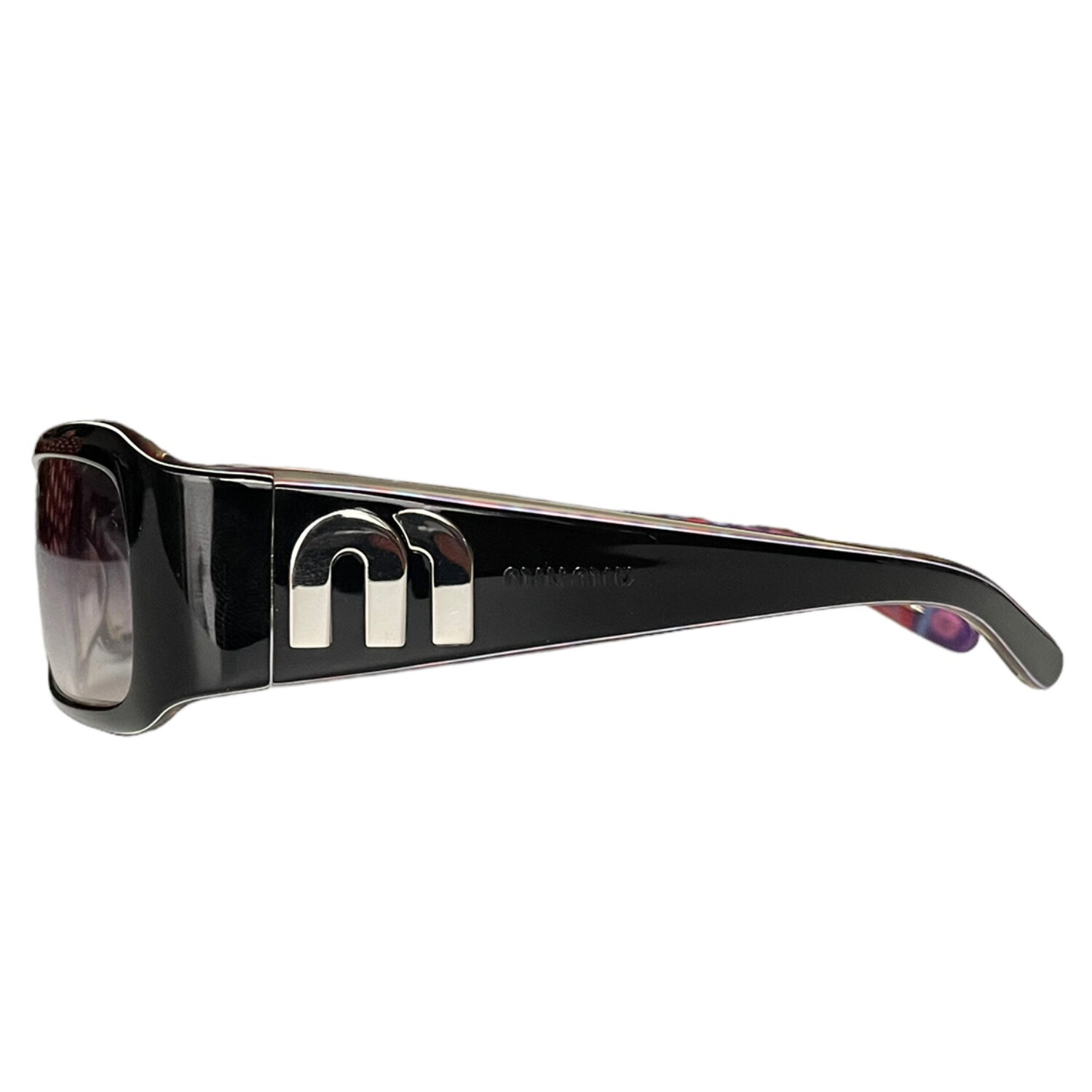 Vintage Miu Miu Chrome Logo Sunglasses in Black | NITRYL