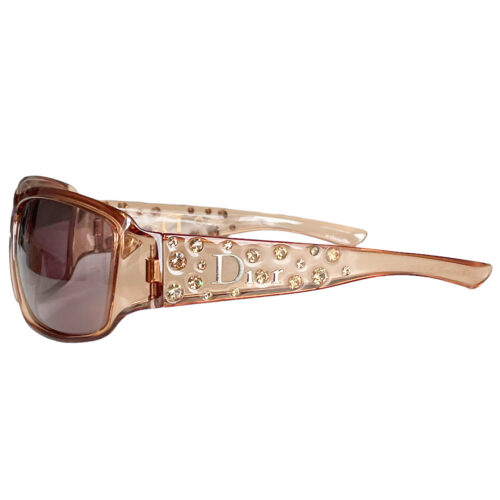 Vintage Dior Crystal Chunky Sunglasses in Peach / Nude | NITRYL