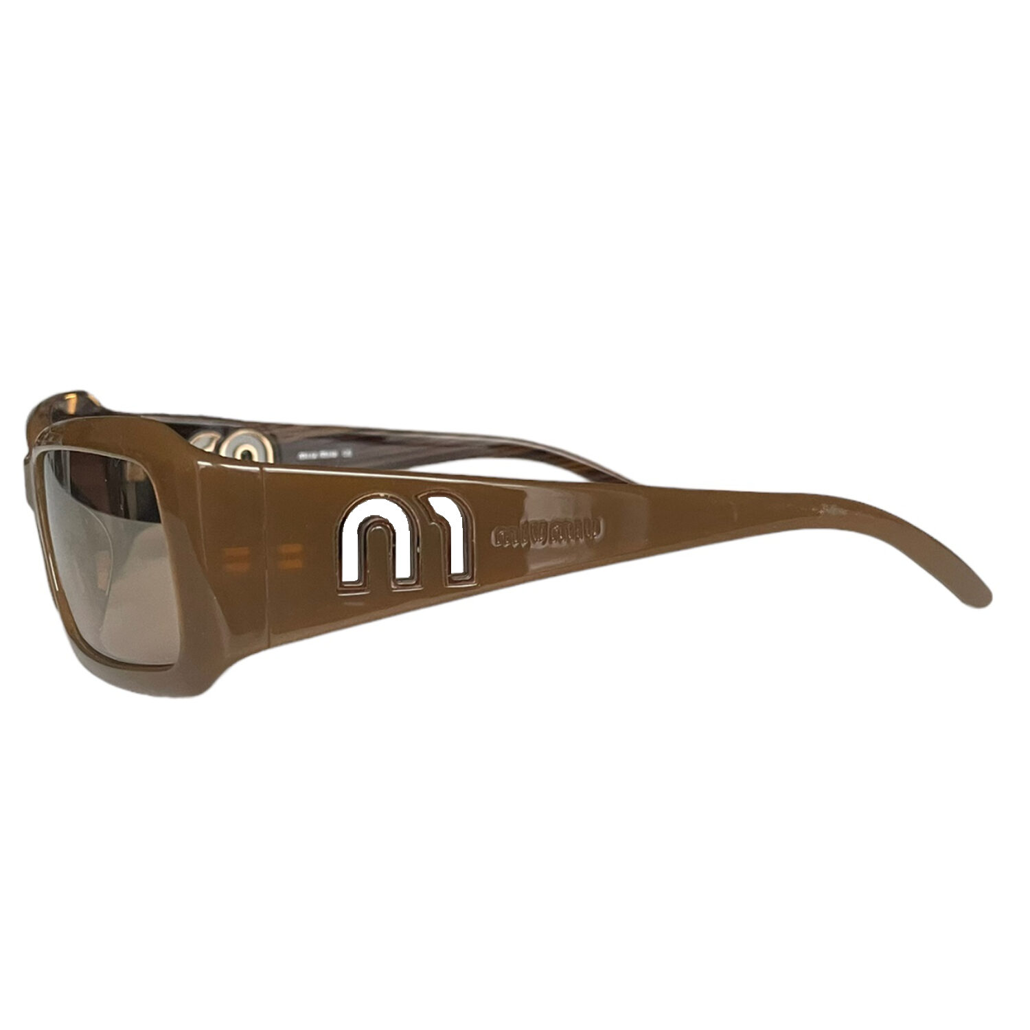 Vintage Miu Miu Cutout Logo Sunglasses in Brown / Gold | NITRYL