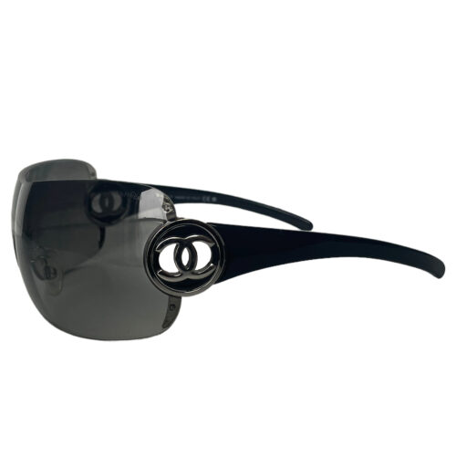 Vintage Chanel Rimless Oversized Sunglasses in Black / Silver | NITRYL