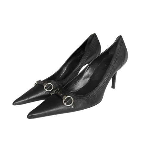 Vintage Dior Logo Leather Pointed Toe Heels in Black UK 6.5 | NITRYL