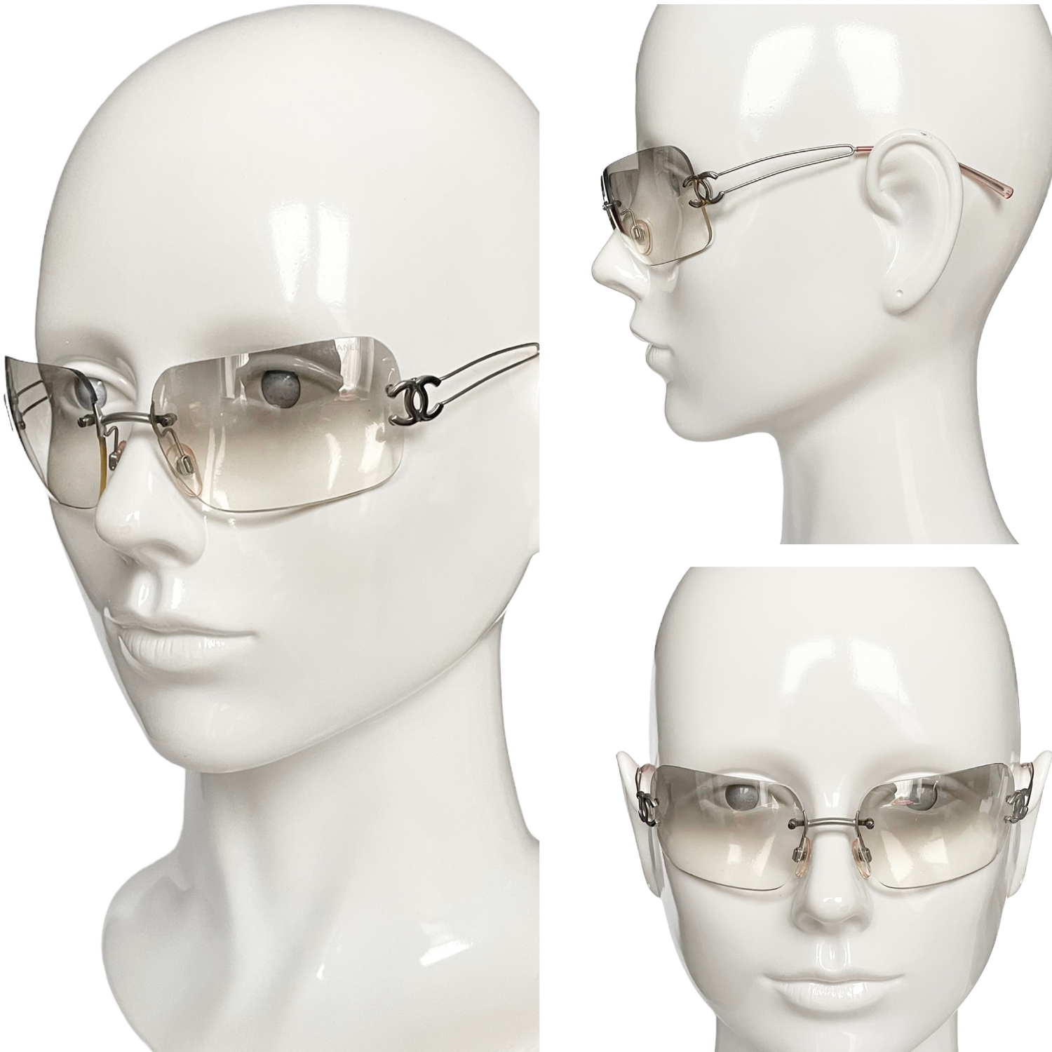 Chanel Rimless Sunglasses in Silver Nitryl
