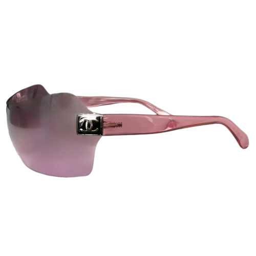 Vintage Chanel Logo Wraparound Ski Sunglasses in Pink | NITRYL
