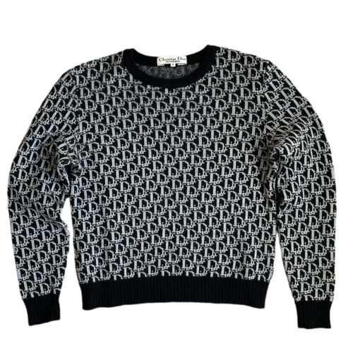 Vintage Dior Monogram Knitted Jumper in Black / Grey Size M | NITRYL
