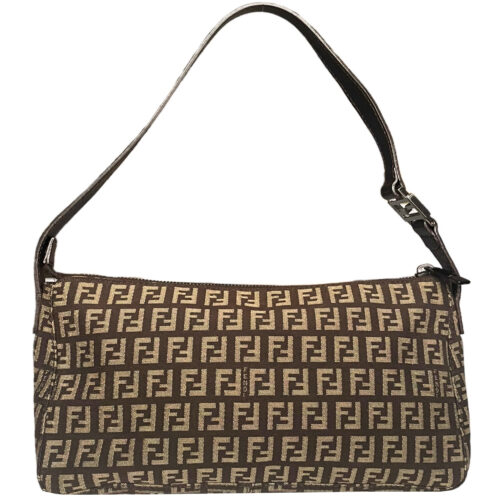 Vintage Fendi Monogram Shoulder Baguette Bag in Brown | NITRYL