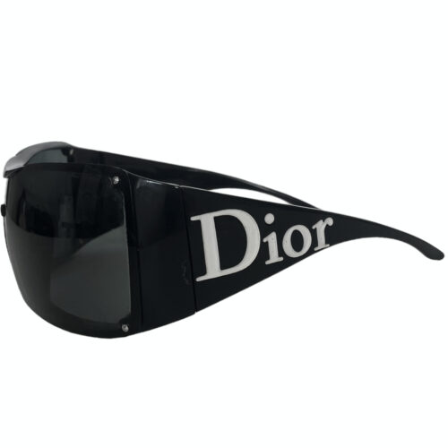 Vintage Dior Overshine Logo Wraparound Sunglasses in Black / White | NITRYL