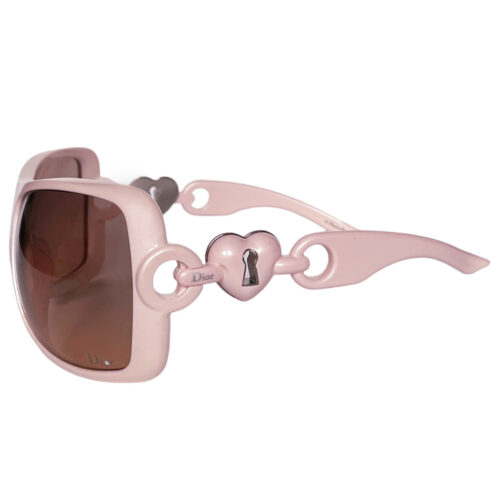 Vintage Dior Heart Lock Oversized Sunglasses in Baby Pink | NITRYL