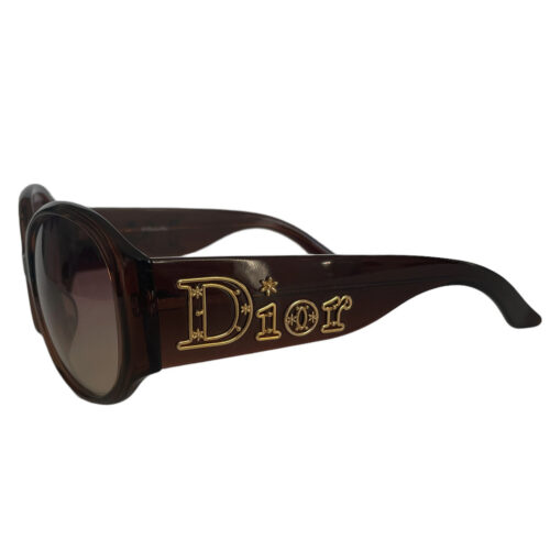 Vintage Dior Logo Chunky Sunglasses in Brown / Gold | NITRYL