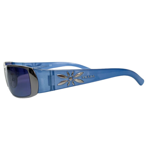 Vintage Prada Flower Logo Sunglasses in Blue / Silver | NITRYL