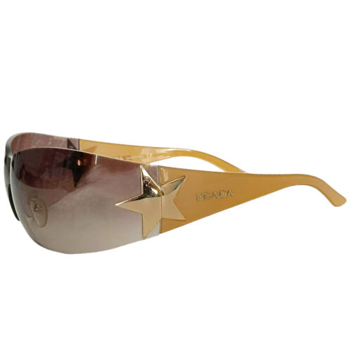 Vintage Prada Star Wraparound Sunglasses in Gold | NITRYL