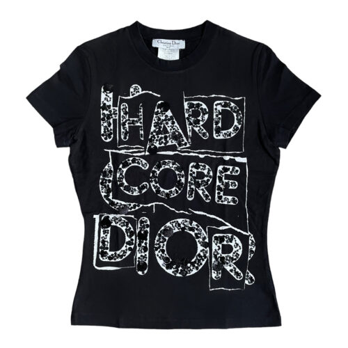 Vintage Dior 'Hardcore' Sequin T-Shirt in Black UK 10 | NITRYL