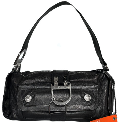 Vintage Dior Leather Flight Shoulder Bag in Black / Silver | NITRYL