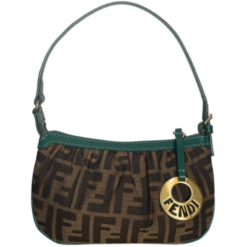 Vintage Fendi Zucca Mini Shoulder Bag in Brown / Green | NITRYL