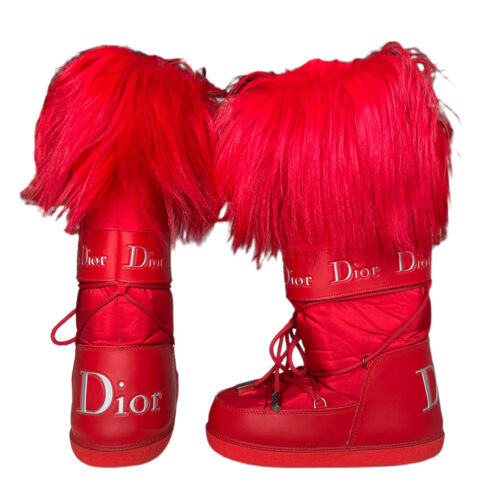 Vintage Dior Snow Fur Boots in Red UK 5-6.5 | NITRYL