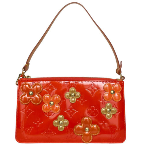 Vintage Louis Vuitton Flower Vernis Pochette Shoulder Bag in Orange / Red | NITRYL