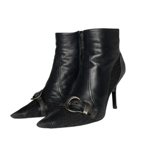 Vintage Dior Monogram Buckle Heeled Boots in Black UK 5.5 | NITRYL
