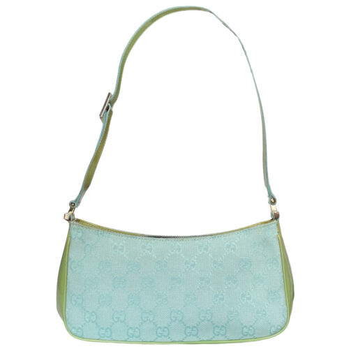 Vintage Gucci Monogram Shoulder Bag in Turquoise Blue / Green | NITRYL