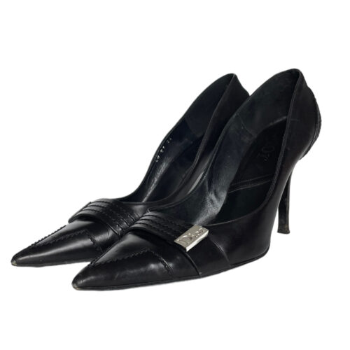 Vintage Dior Logo Leather Heels in Black UK 7 | NITRYL