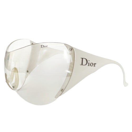 Vintage Dior Ski Oversized Wraparound Sunglasses in White / Silver | NITRYL
