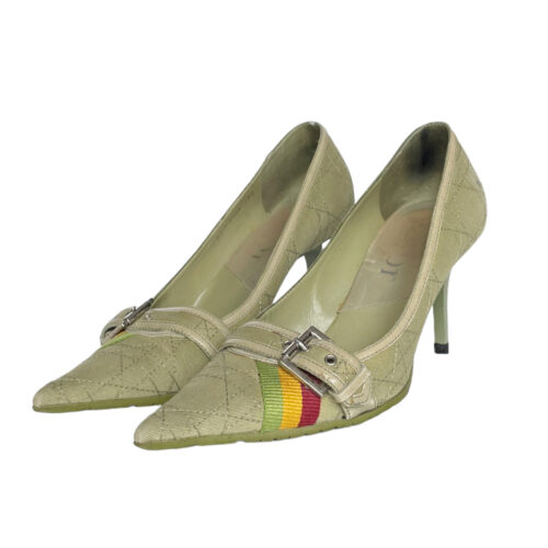 Vintage Dior Buckle Heels in Khaki Green UK 5 | NITRYL