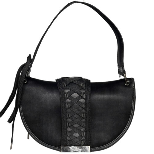 Vintage Dior 'Admit It' Mini Satin Shoulder Bag in Black / Silver | NITRYL