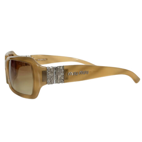 Vintage Miu Miu Logo Sunglasses in Beige / Silver | NITRYL