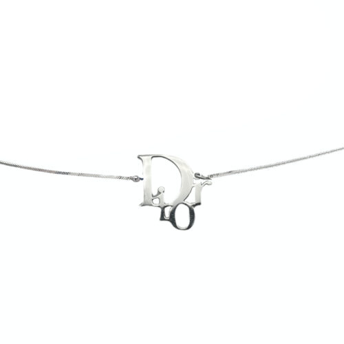 Vintage Dior Logo Choker Necklace in Silver | NITRYL