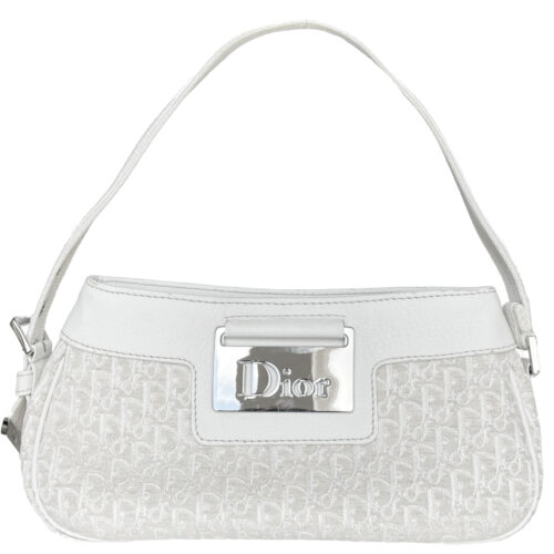Vintage Dior Monogram Mini Columbus Shoulder Bag in White / Silver | NITRYL