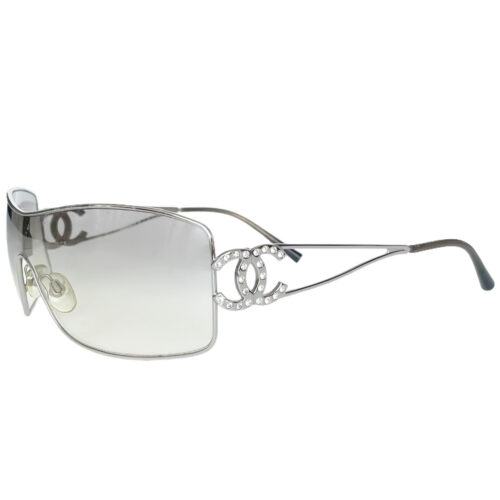 Vintage Chanel Diamante Wraparound Sunglasses in Silver | NITRYL