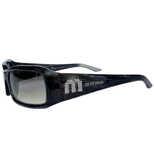 Vintage Miu Miu Diamante Logo Chunky Sunglasses in Black / Grey | NITRYL