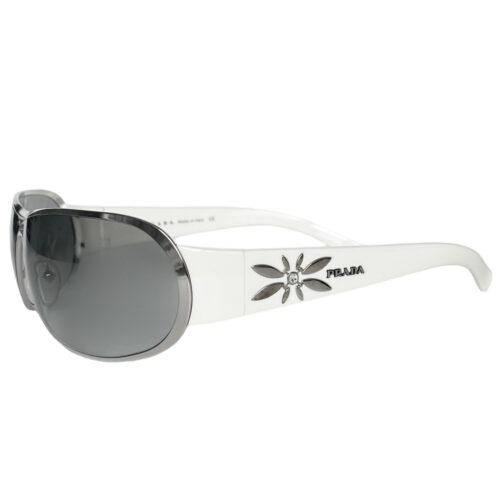 Vintage Prada Flower Logo Sunglasses in White / Silver | NITRYL
