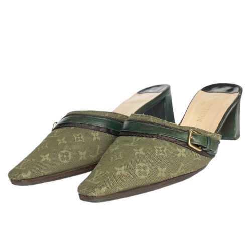 Vintage Louis Vuitton Monogram Mule Heels in Green UK 4 | NITRYL