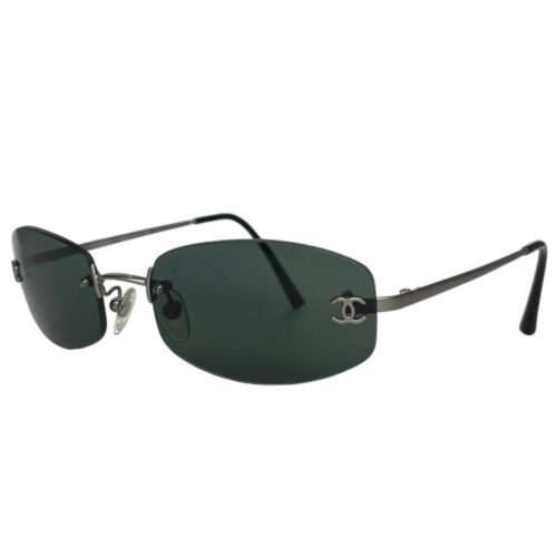 Vintage Chanel Rimless Oval Sunglasses in Black | NITRYL