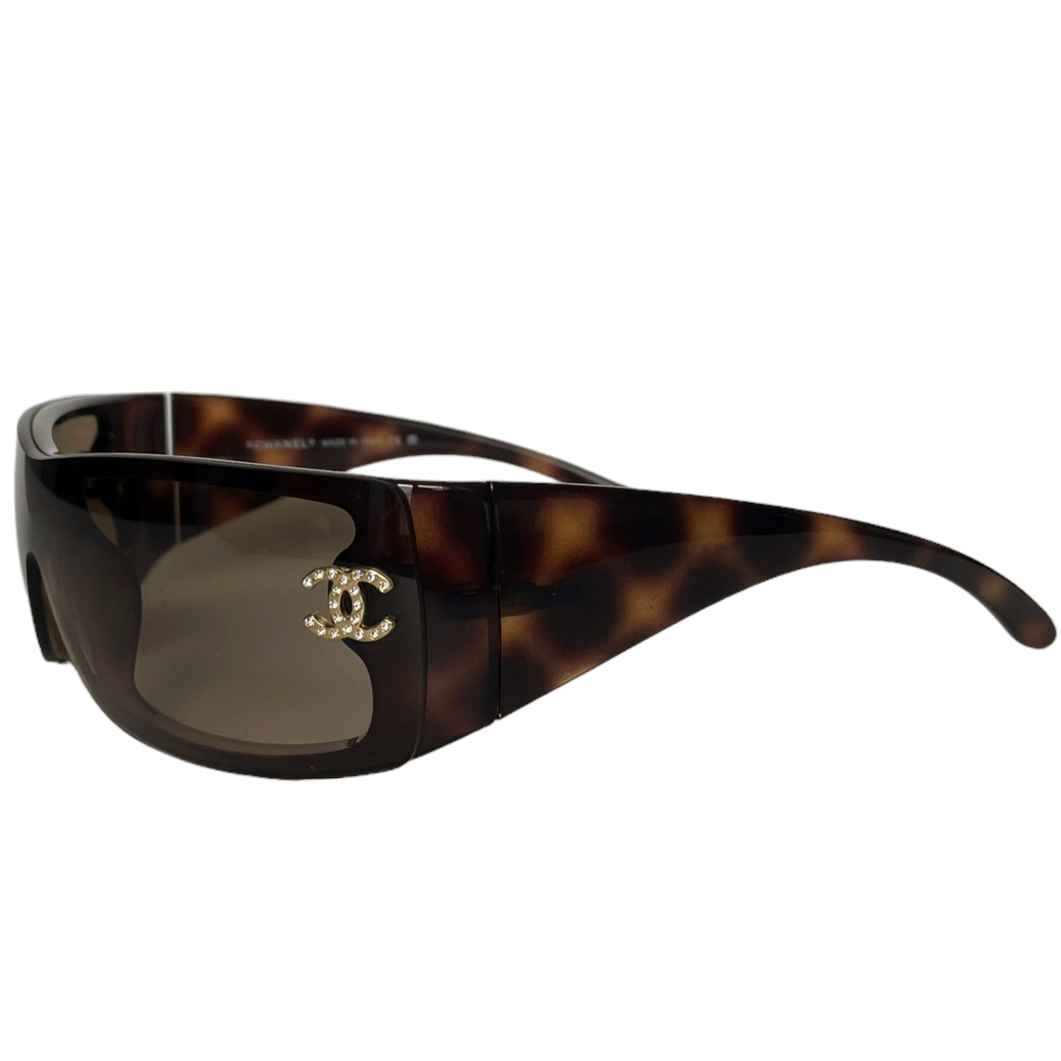 GUESS Women's Sunglasses GU7690 – Brown Gold Crystal Diamante Chain 52mm