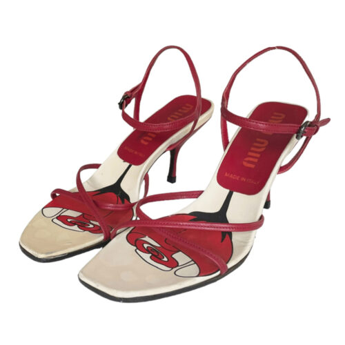 Vintage Miu Miu Rose Strappy Heels in Red UK 3 | NITRYL
