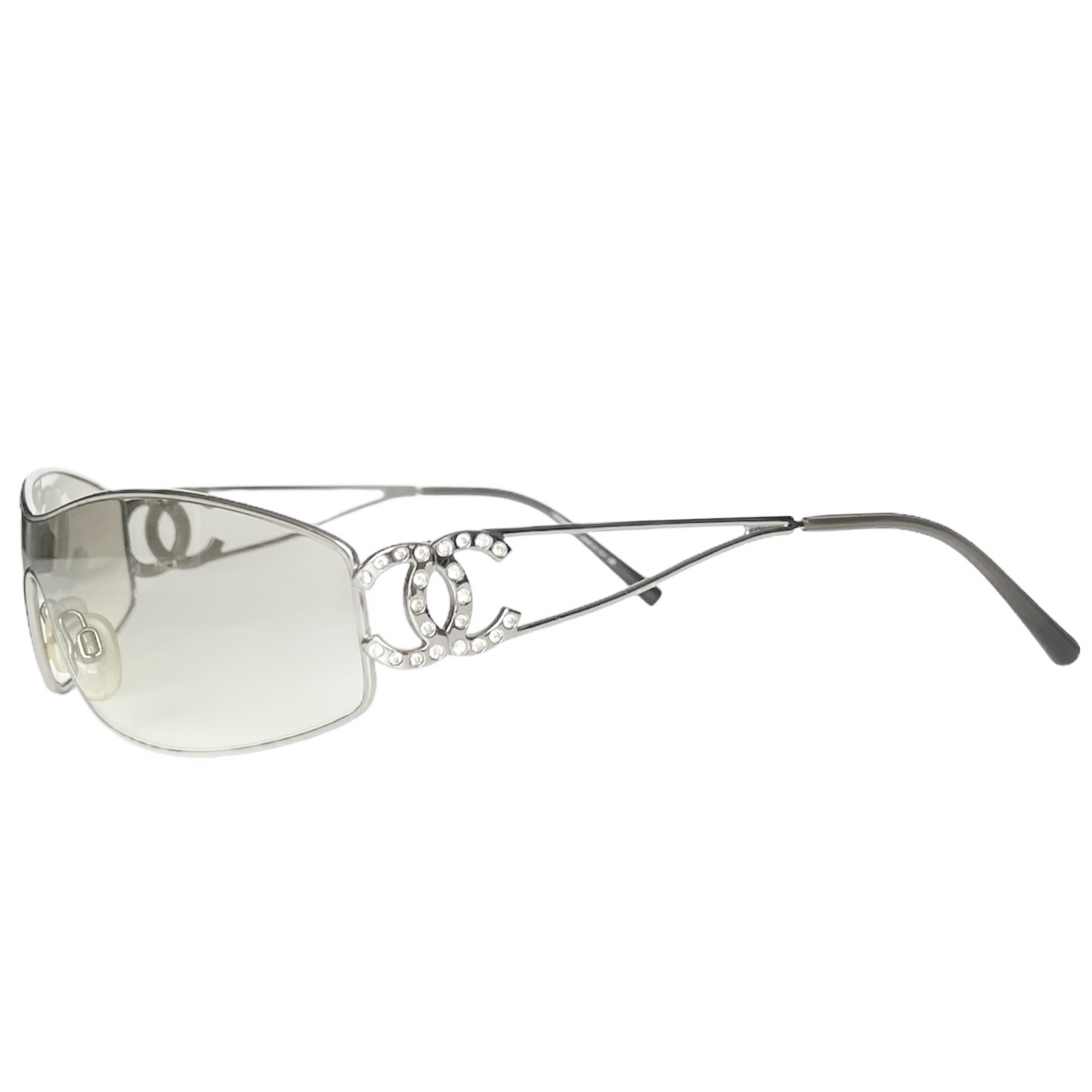 Chanel Diamante Wraparound Sunglasses in Silver Nitryl