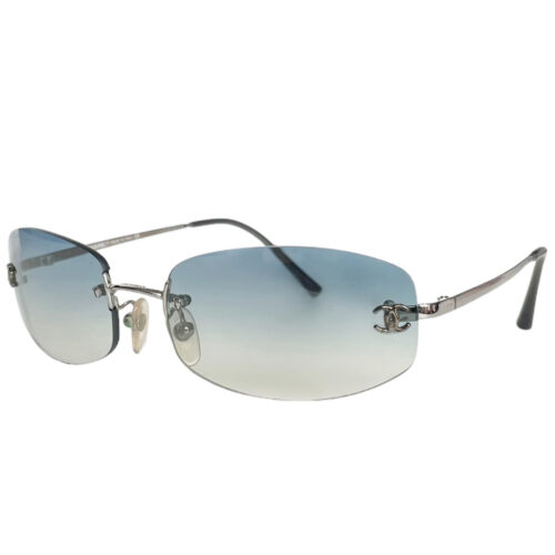Vintage Chanel Rimless Ombre Sunglasses in Baby Blue