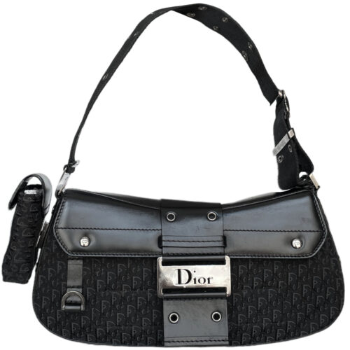 Vintage Dior Monogram Street Chic Columbus Pocket Shoulder Bag in Black / Silver | NITRYL