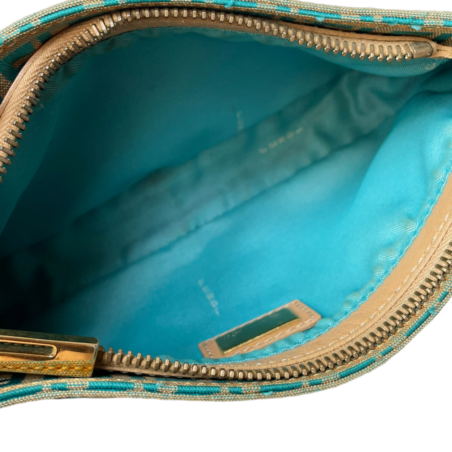 Fendi Monogram Mini Shoulder Bag in Teal / Tan Nitryl