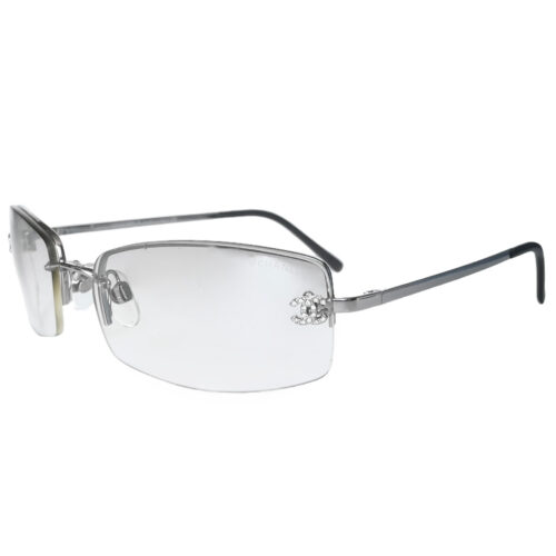 Vintage Chanel Diamante Rimless Sunglasses in Silver | NITRYL