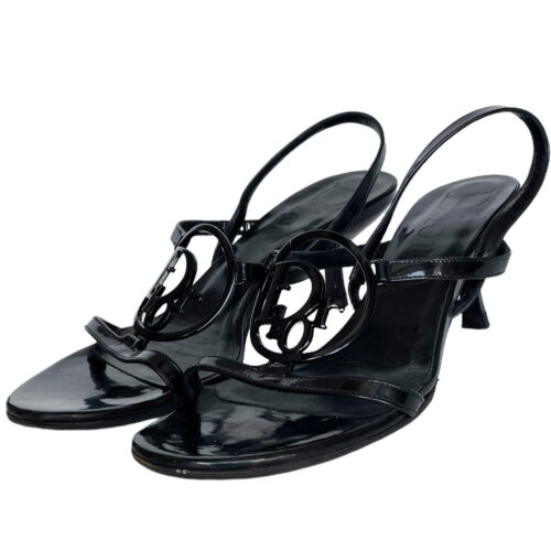 Vintage Dior Logo Strappy Heels in Black UK 3 | NITRYL